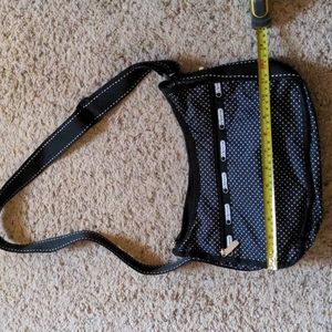 LeSportsac purse, black, polkadot, adjustable strap, shoulder or crossbody
